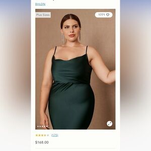 Anthropologie Dark Emerald Satin Gown